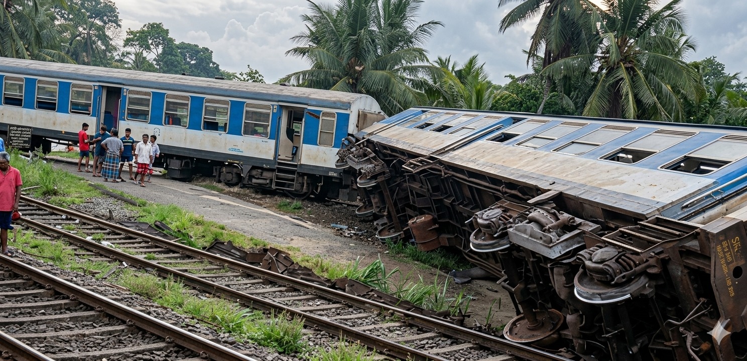 වනවාසල–හුණුපිටිය අතර දුම්රියක් පීලි පැනීමකින් අනතුරක්