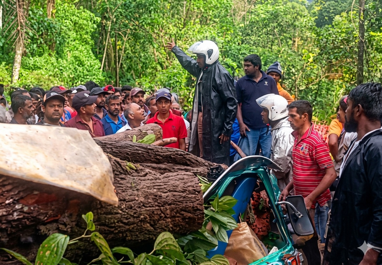 නාවලපිටියේ ගසක් ත්‍රිරෝද රථයක් මතට කඩා වැටි 3දෙනෙක් මරුට